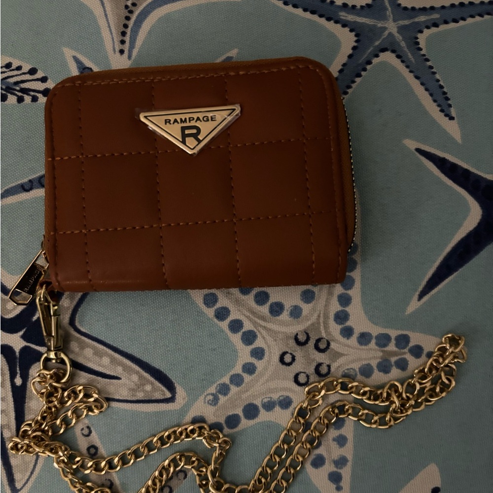 EUC Rampage wallet brown with gold chain